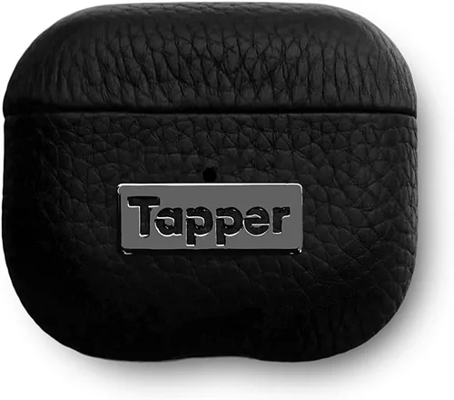 Miniatura 6 de Tapper Funda de cuero negro / chapado en oro de 18 quilates para AirPods (3ª generación)