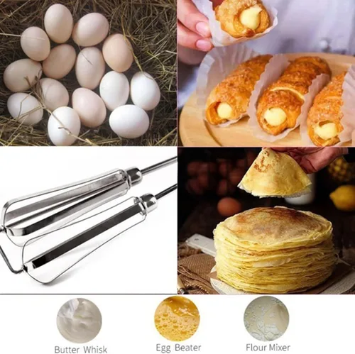 Miniatura 8 de Batidor giratorio de huevos, batidor manual de huevos, mezclador manual de acero inoxidable, batidor de mano con manivela con mango de plástico