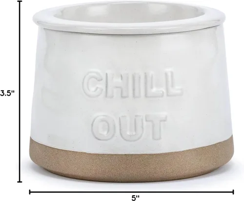 Miniatura 7 de DEMDACO Chill Out Classic White - Cuenco para servir con chispas de gres (5 x 5), color blanco