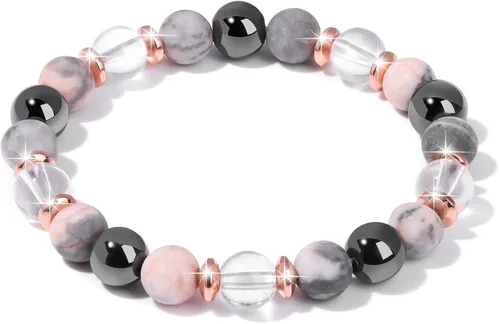 GolbalJew Pulsera curativa para mujer, pulseras de cuentas de ansiedad, joyería de piedra curativa, pulsera de cristal para aliviar el estrés,