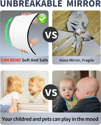 Miniatura 2 de Espejo de Puerta Irrompible, Espejo Corporal para Niños, 1 Paquete de 8 x 8 pulgadas, Espejos Largos de Plexiglás Inastillables para Armario