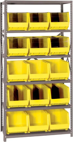 Miniatura 586 de Quantum QSBU-245BK Heavy Duty Shelving Unit with (7) Shelves and (24) QUS245 Black Bins for Garage Warehouse Storage Distribution 400 lb Load