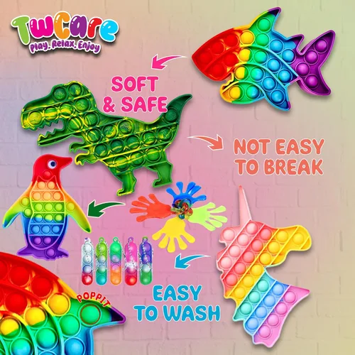 Miniatura 9 de Paquete de 120 juguetes fidget, set de regalos sensoriales pop para fiestas, regalos para niños, adultos, niños y niñas, rellenos para calcetines