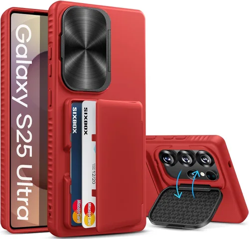 Miniatura 20 de Funda para Samsung Galaxy S25 FE, tarjetero integrado, soporte y cubierta para lente, prueba de caídas de grado militar, borde de silicona suave