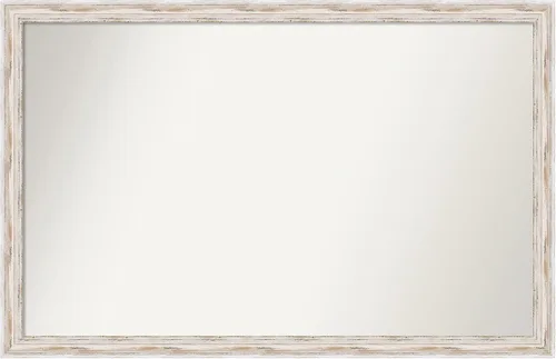 Miniatura 327 de Amanti Art Espejo de baño blanco para sobre el fregadero, 30 x 35 pulgadas, espejo de tocador rectangular estrecho de Eva de oro blanco, marco