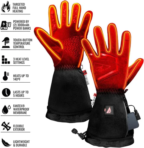 Miniatura 3 de ActionHeat Guantes térmicos con batería para hombre, delgados, impermeables, guantes eléctricos, 3 ajustes de calor, hasta 8 horas de tiempo