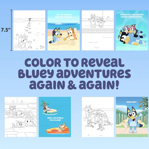 Miniatura 5 de Horizon Group USA Bluey Aqua Art - Hojas de actividad reutilizables con revelación de agua y bolígrafo de agua para dibujo y coloreado sin manchas