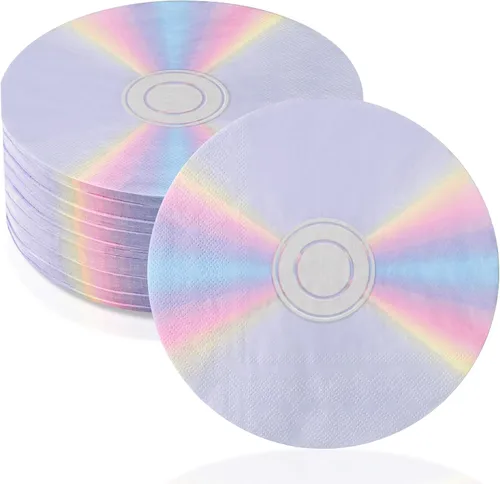 Paquete de 100 servilletas de papel con CD para fiestas de los años 90, servilletas desechables para almuerzos para discotecas, música, fiestas,