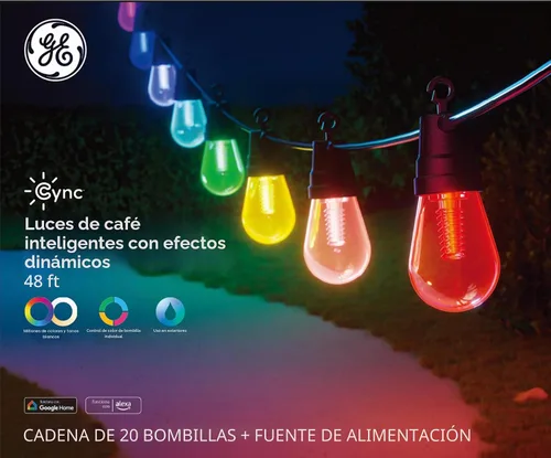 Miniatura 8 de GE Cync Luces inteligentes para café con efectos dinámicos, luces de cadena para patio que cambian de color, compatibles con Alexa y Google, 48 pies