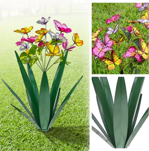 Miniatura 6 de TOMBABY Jardín al Aire Libre Mariposas Agrandadas y Gruesas Resistente al Viento Escultura de Arte Jardín de Agave Metálico Metal Planta Escultura 3
