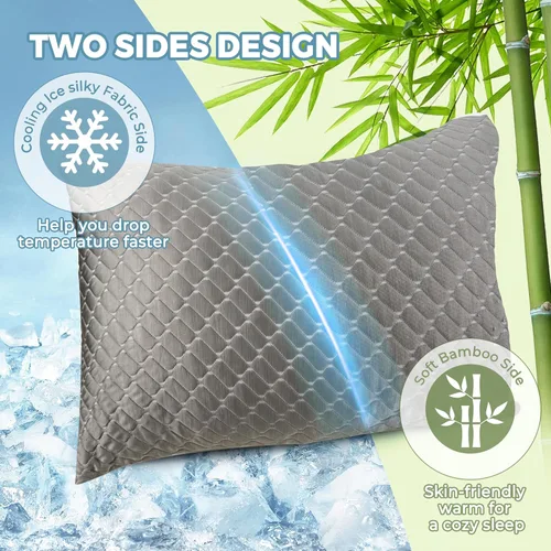 Miniatura 2 de WOLKI Juego de 2 Almohadas Estándar de Enfriamiento de Espuma Viscoelástica, Tamaño Twin/Full, Paquete de 2 Unidades de Espuma Viscoelástica