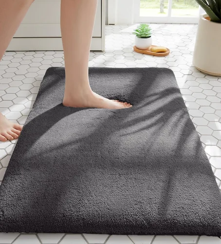Miniatura 16 de MINIDEAR - Alfombras de baño 24x17 beige - Tapete de baño de espuma elástica gruesa, ultra suave y pachona, antideslizante, de secado rápido
