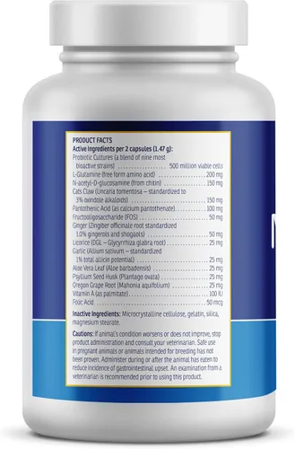 Miniatura 6 de Rx Vitamins NutriGest Cápsulas para gatos y perros - Probióticos para la salud digestiva mejorados con glucosamina para apoyo a la salud intestinal