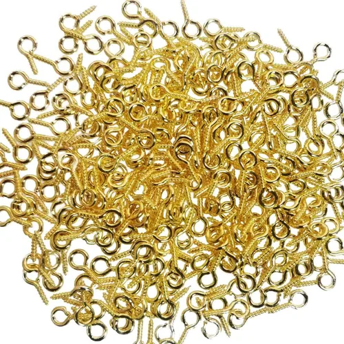 Miniatura 2 de 300 mini clavijas de ojo de tornillo, 10 ganchos de 0.197 in, tornillos autorroscantes para artes y manualidades, botellas con parte superior