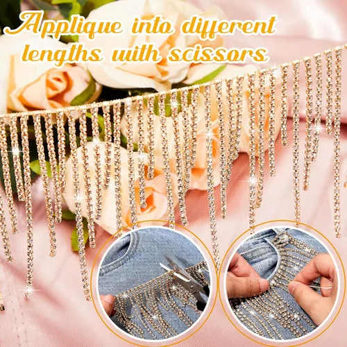 Miniatura 4 de Cinturón con flecos de diamantes de imitación con cuentas y cadena de borlas de diamantes para jeans, accesorios de ropa, decoración de bricolaje