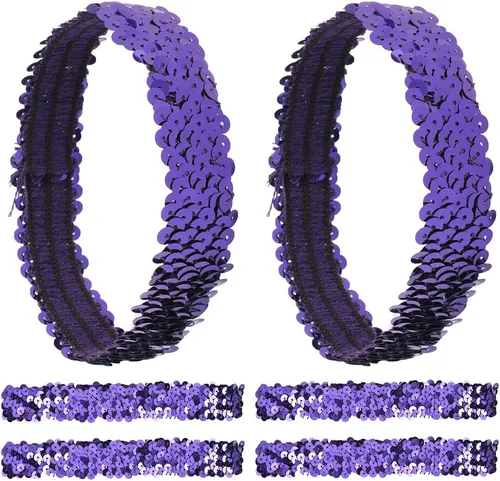 Miniatura 8 de GORGECRAFT 12 diademas de lentejuelas elásticas con purpurina elástica con purpurina a la moda, juego de accesorios para mujeres, deportes, bailes
