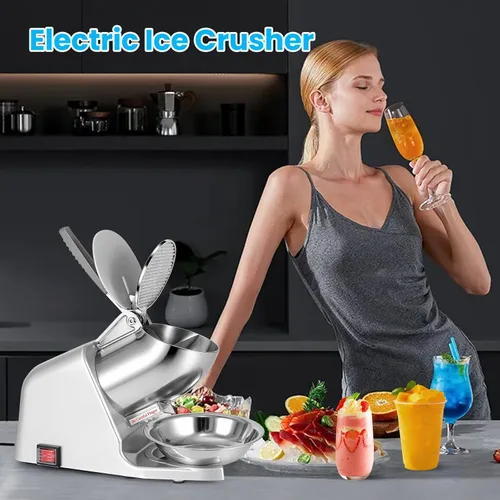Miniatura 2 de Trituradora de hielo eléctrica de 143 libras/hora, afeitadora de hielo de 300 W, máquina de hielo afeitado de 2000 RPM con cuchilla adicional