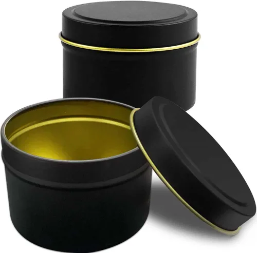 Miniatura 9 de Bunhut Latas de velas de 8 onzas con tapas, paquete de 24 tarros de velas vacías para hacer velas, recipientes de velas de metal negro a granel