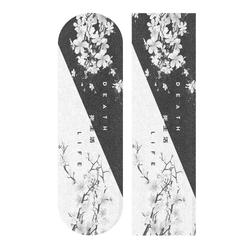 Miniatura 7 de Cinta de Agarre Japonesa con Diseño de Flores para Longboard Cinta de Agarre Deportes Exterior Negro Blanco Skateboard Cinta de Agarre, cinta