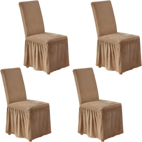 Miniatura 37 de NICEEC Fundas de silla de elastano para sillas de comedor, juego de 6 fundas de sillas de comedor extraíbles con falda, fundas de silla de comedor