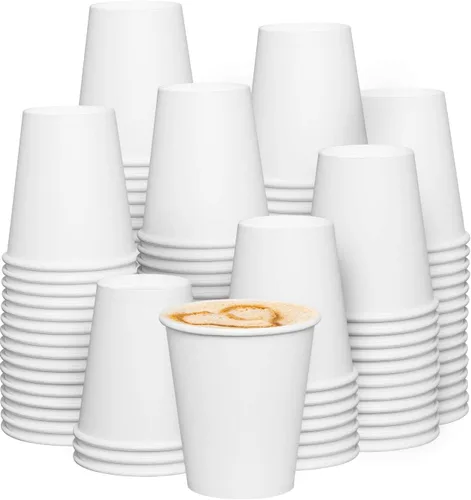 Miniatura 9 de GUSTO Vasos de papel desechables blancos de 16 onzas para bebidas frías y calientes [200 unidades] Tazas de café resistentes y ecológicas