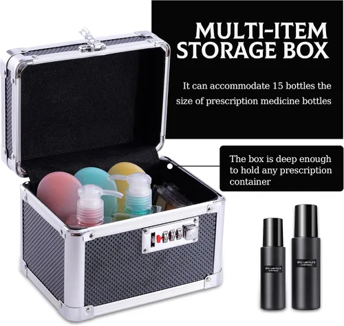Miniatura 6 de Cajas pequeñas con cerradura de combinación para medicamentos con código para artículos personales, caja de seguridad para medicamentos y documentos