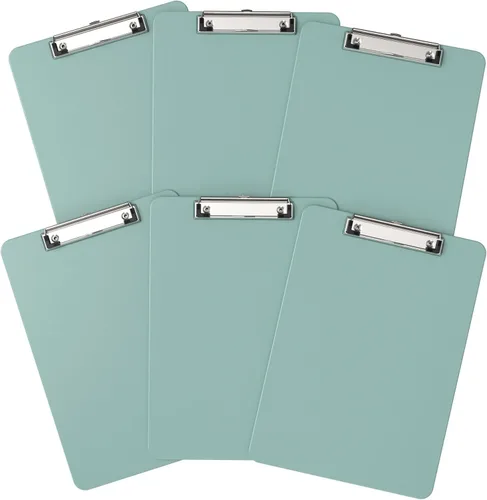 Miniatura 16 de Portapapeles de plástico, tablero de clip negro A4 de 8.5 x 11 pulgadas para aula, estudiantes, niños, mujeres, tamaño 9 x 12.5 pulgadas con clip