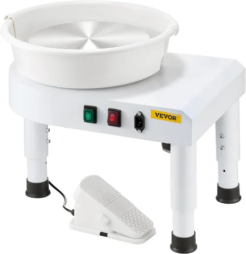 Miniatura 9 de VEVOR Rueda de cerámica para adultos, máquina formadora de ruedas de cerámica de 11 pulgadas/28cm, pierna de elevación ajustable de 0 a 6 pulgadas