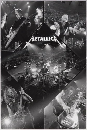 POSTER STOP ONLINE Metallica - Póster musical impreso en vivo en blanco y negro (tamaño: 24 x 36 pulgadas) (póster laminado)