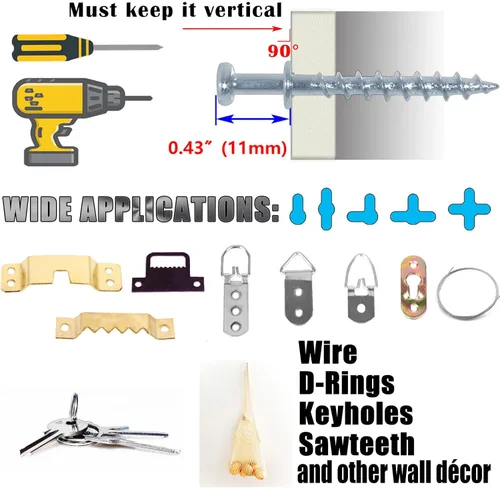 Miniatura 3 de laffeya Tornillos de garra de oso, paquete de 40 tornillos de garra de oso de doble cabeza, ganchos de tornillo multiusos para anillos en D