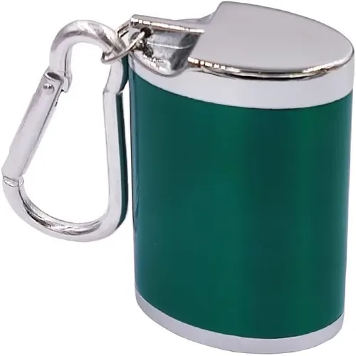 Miniatura 10 de Hourwof Cenicero portátil de metal con tapa, cenicero de bolsillo para cigarrillos, bandejas de ceniza de viaje con llavero, negro ovalado