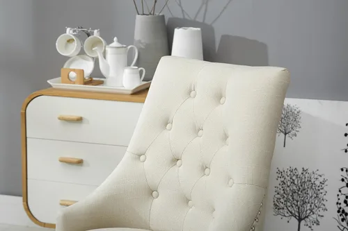 Miniatura 6 de Juego de sillas Roundhill Furniture, 2 sillas de madera maciza, sillón orejero con cabezas de clavos