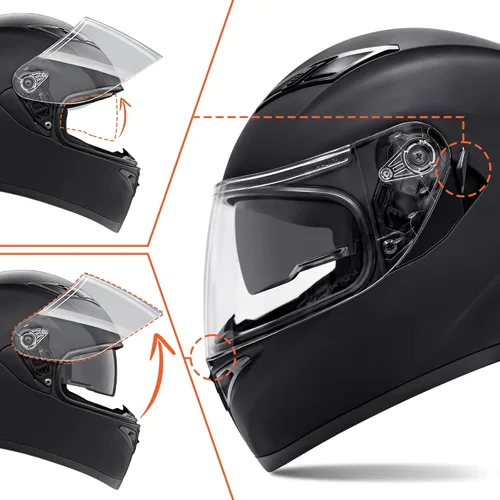 Miniatura 3 de Cascos de motocicleta de cara completa para adultos, doble visión, moto de calle, carreras, motocicleta ADV, ciclomotor, casco para hombres y Negro