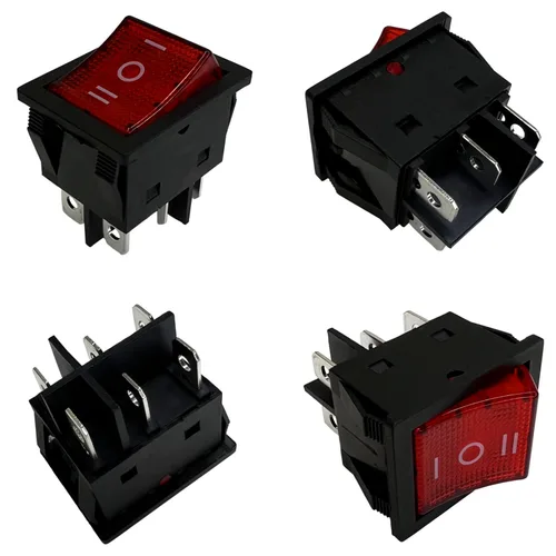 Miniatura 14 de Interruptor basculante DPST On-Off Unilluminated Negro 4 Pin 1.220x0.984 in Rectangular Snap-in Interruptor de alimentación de palanca