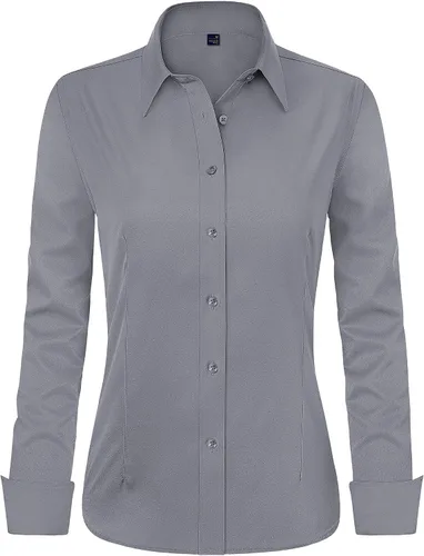 Miniatura 19 de J.VER - Camisas de vestir para mujer, diseño de manga larga, con botones, antiarrugas, blusa de trabajo unicolor
