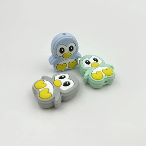 Miniatura 5 de 10 cuentas con forma de pingüino de dibujos animados de silicona, cuentas focales de pingüino, cuentas de animales, cuentas espaciadoras sueltas