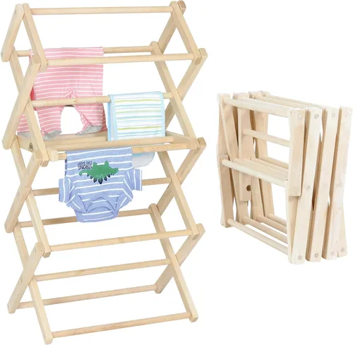 Pennsylvania Woodworks Estante de secado de ropa: Estante de madera dura de arce macizo para ropa de bebé, toallas de mano, delicadas y más, Pequeño