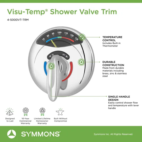 Miniatura 3 de Symmons 4-5000VT-TRM Visu-Temp - Válvula de ducha en cromo pulido (válvula no incluida)