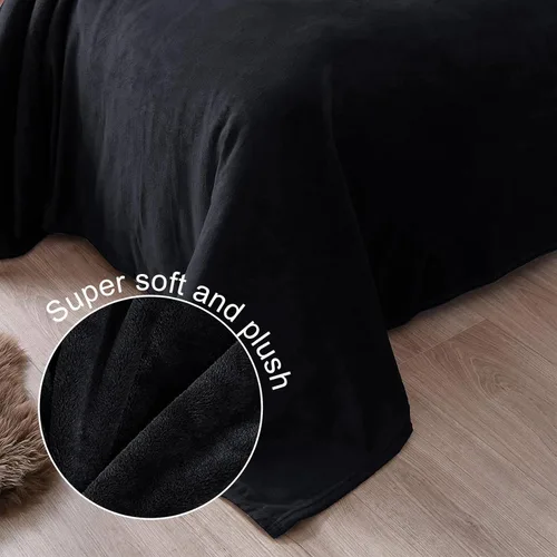 Miniatura 5 de Exclusivo Mezcla Manta de vellón para sofá, cama, súper suave y cálida, para uso en todas las estaciones, acogedora, afelpada, ligera, negro, 50 x