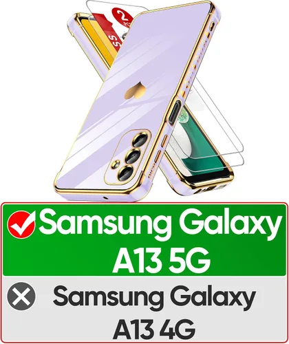 Miniatura 8 de LeYi Funda para Samsung A13 5G: con protector de pantalla de vidrio templado Corazón de Amor [2 piezas] + protección completa de lente de cámara