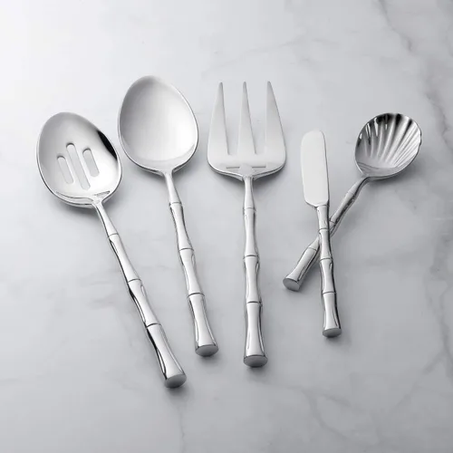 Miniatura 6 de Supreme Housewares Juego de cubiertos con forma de bambú de 45 piezas, cubiertos de acero inoxidable 18/8, servicio para 8 personas con juego