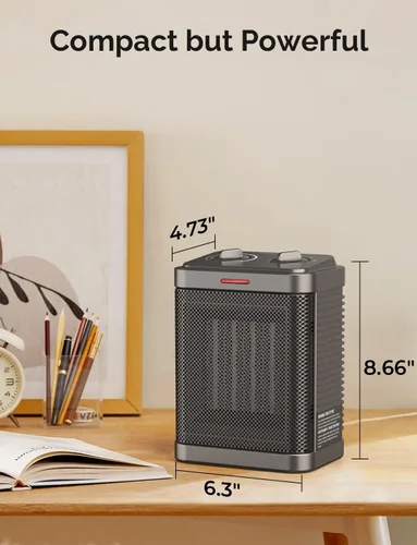 Miniatura 7 de Calentador de espacio para uso en interiores, calentador de cerámica PTC de 1500 W con termostato, calentador de espacio pequeño 2S, calentamiento