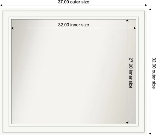 Miniatura 3 de Amanti Art Espejo de baño blanco para sobre el fregadero, 32 x 37 pulgadas, espejo rectangular blanco artesano, marco de madera casual grande, se