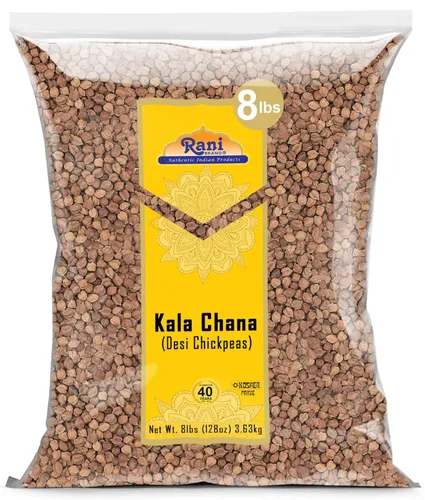 Rani Kala Chana (garbanzos desi chana con piel) 128 oz (8 libras) 8.0 lbs a granel ~ Todo natural | Apto para gluten | Sin OMG | Kosher | Vegano |
