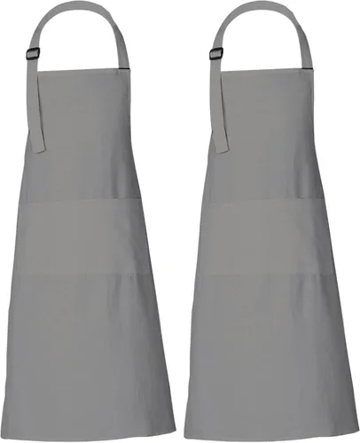 Miniatura 10 de RAJRANG Delantales 100% algodón sólido con 3 bolsillos unisex a granel delantal para cocina, restaurante, barbacoa, pintura y manualidades