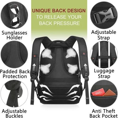 Miniatura 5 de Mochila extra grande para hombre, mochila para laptop con lonchera térmica aislada, mochila de viaje de 15.6 pulgadas con puerto de carga USB