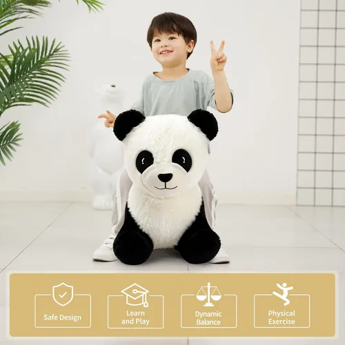 Miniatura 5 de INPANY Caballo Saltarín, Juguetes Panda Brincolín, Animal de Peluche Saltarín para Niños Pequeños, Juguetes de Goma Inflables para Montar, Regalo