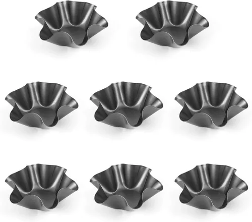 Tosnail Paquete de 8 cuencos para tacos, sartén para tortilla de 6.5 pulgadas, molde de tarta estriado antiadherente, para ensalada para hornear en