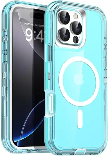 Miniatura 32 de AICase Funda transparente para iPhone 16e/13/iPhone 14, compatible con MagSafe 3 en 1, resistente protección contra caídas, cuerpo completo, a