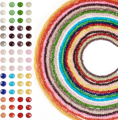 Miniatura 45 de Elecrelive 660 piezas Cuentas de Cristal Briolette de 4mm Cuentas de Vidrio Rondelle Color AB Cuentas de Vidrio Facetadas Sueltas para Bisutería